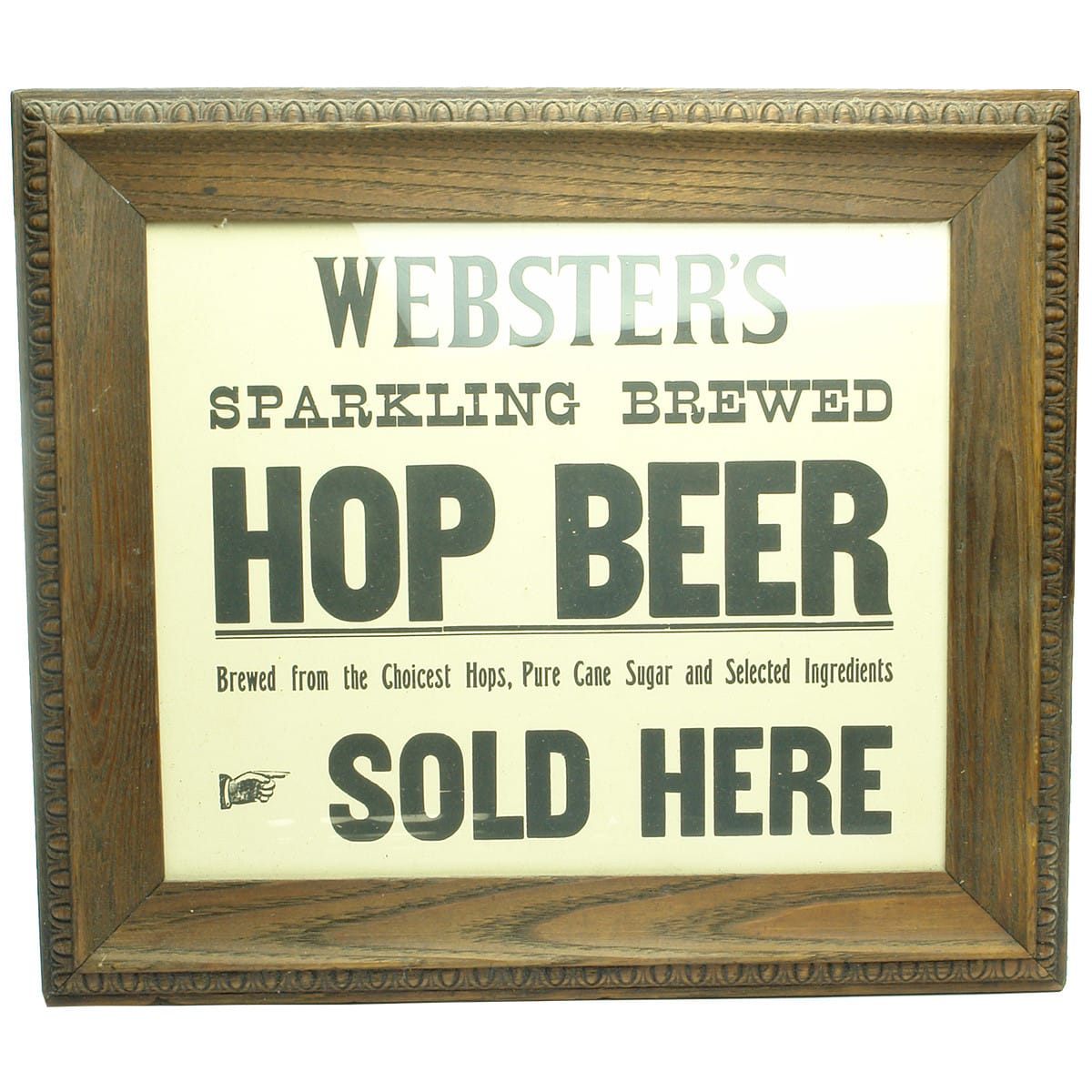 Sign. Webster's Hop Beer Advertising Poster in Frame. (New South Wales)