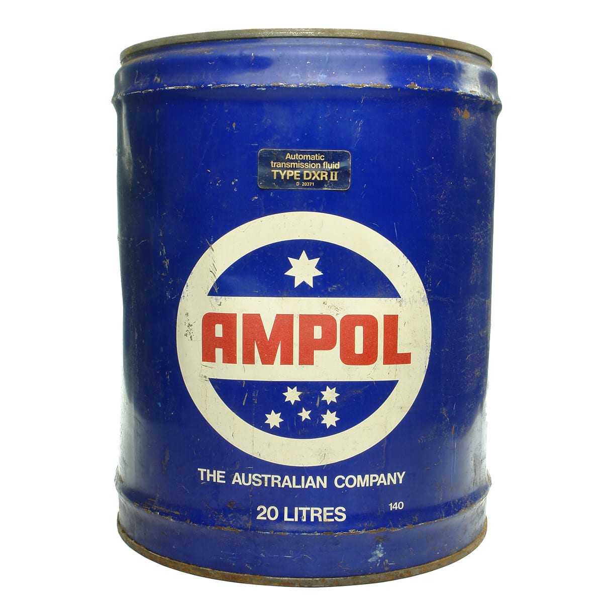 Oil Drum. Ampol the Australian Company. 20 Litres. Automatic Transmission Fluid sticker.