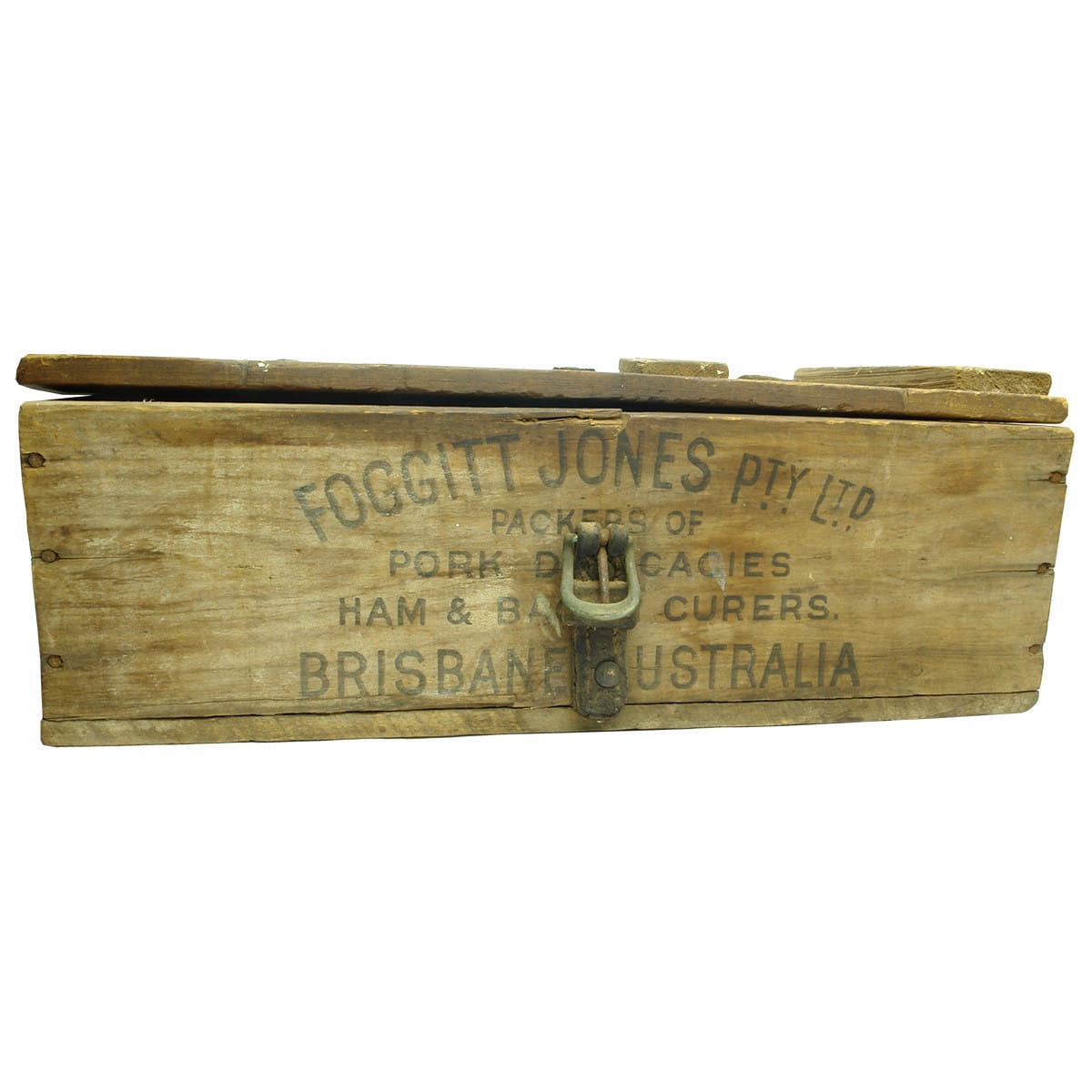 Box. Foggitt Jones, Brisbane, Crate for Ham Pate, 6 Doz. 3 1/2 oz. cans. (Queensland)