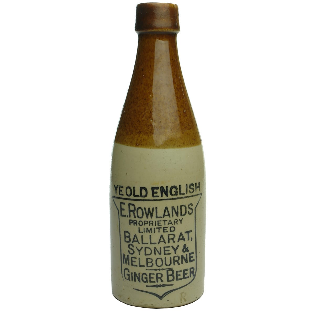 Ginger Beer. E. Rowlands Pty Ltd, Ballarat, Sydney & Melbourne. Ye Old English. (Victoria & New South Wales)