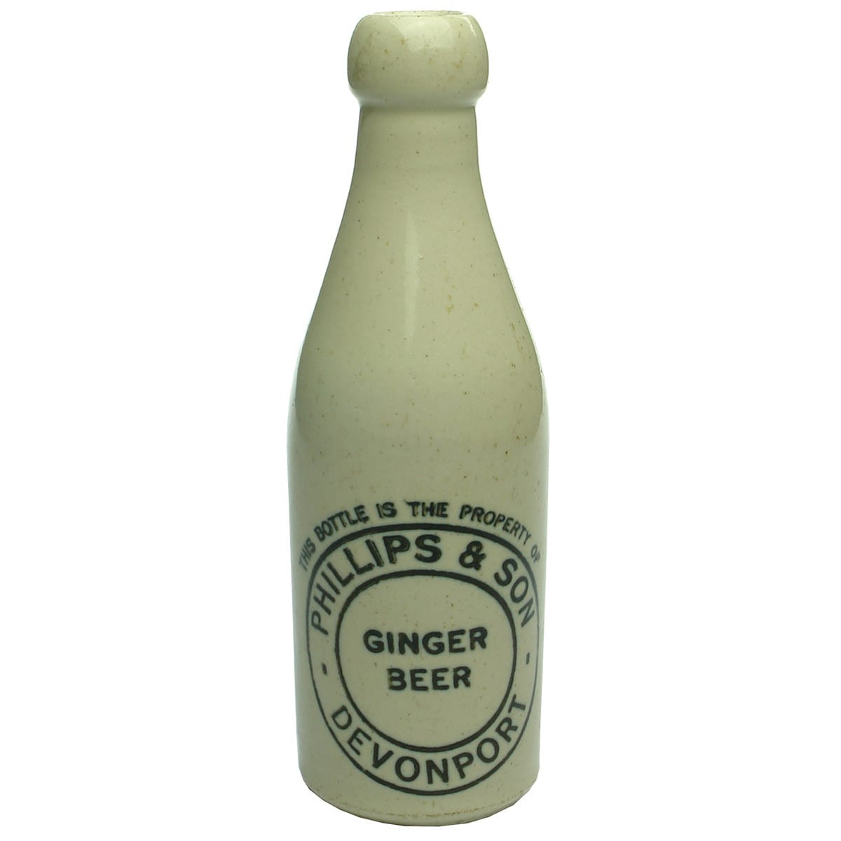 Ginger Beer. Phillips & Son, Devonport. All White. Champagne. Internal Thread. (Tasmania)