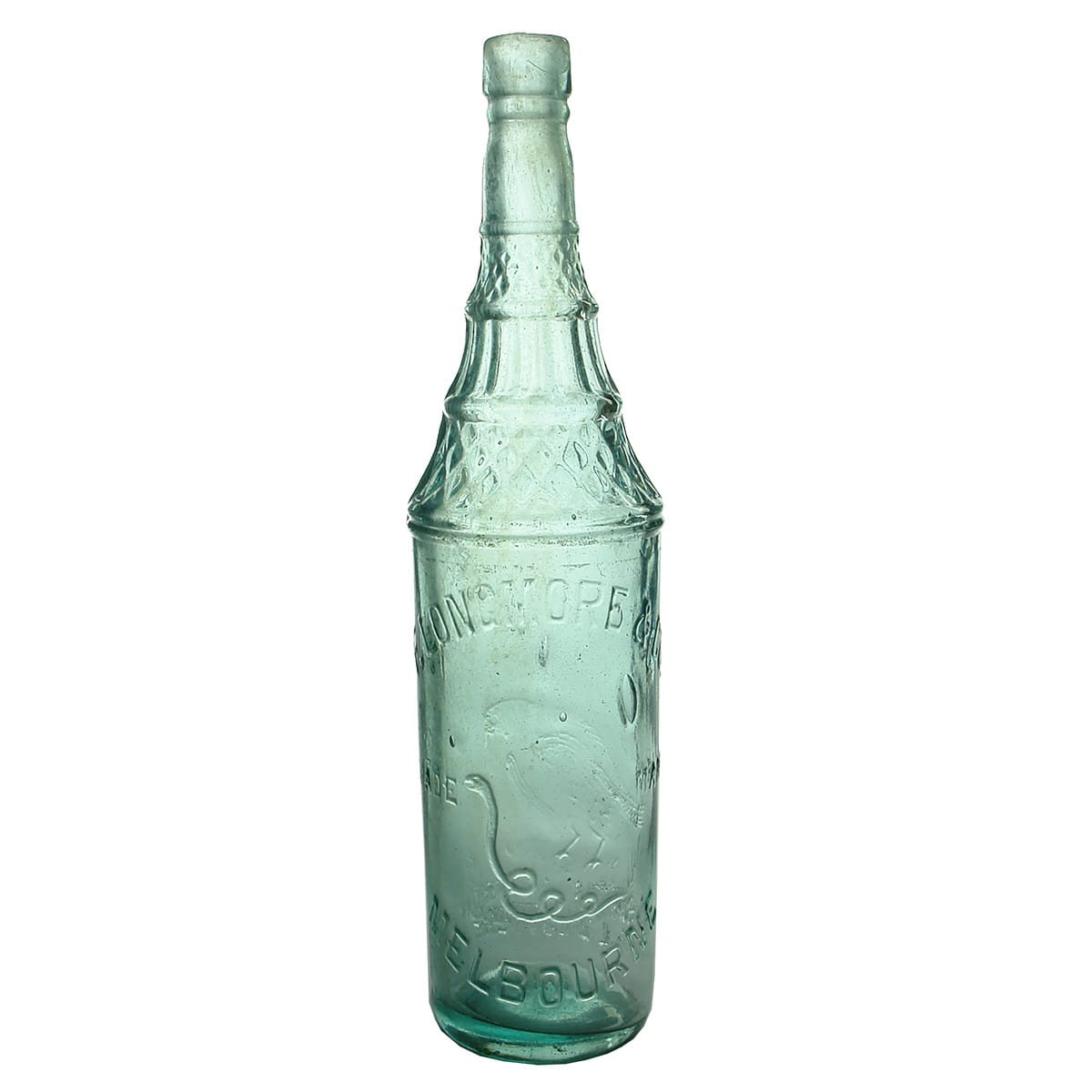 Cordial. F. Longmore & Co., Melbourne. Crow & Snake. Blue Aqua. 26 oz. (Victoria)