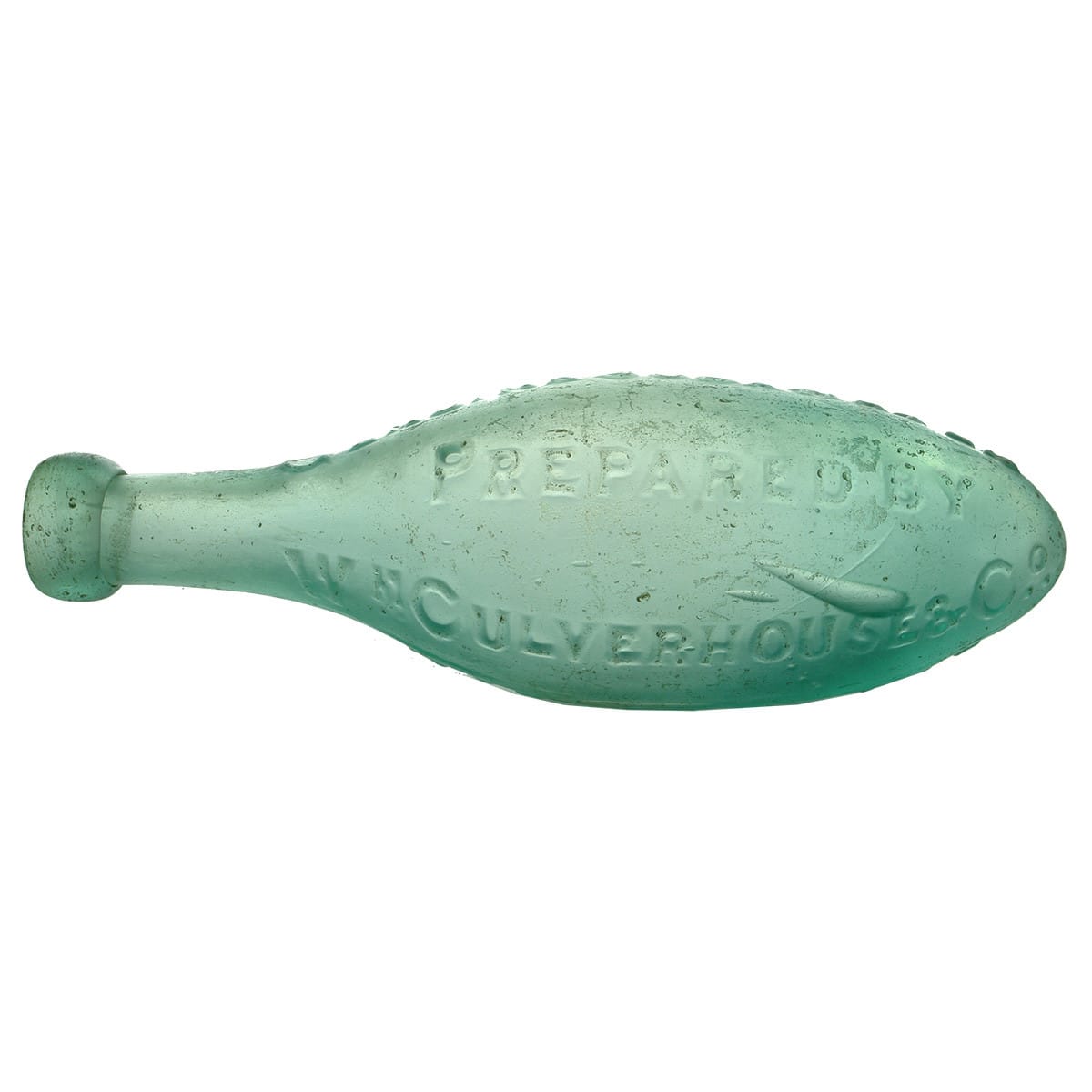 Torpedo. Wm Culverhouse & Co. Osborn Place. London. Established 1808. Aqua. 10 oz.