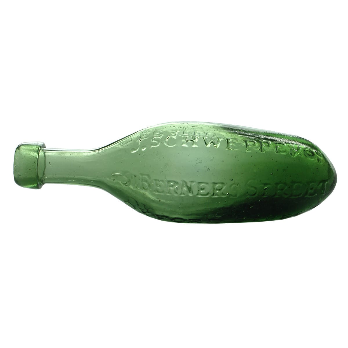 Torpedo. J. Schweppe & Co. Berners Street. Oxford Street. Green. Egg shape. 10 oz.