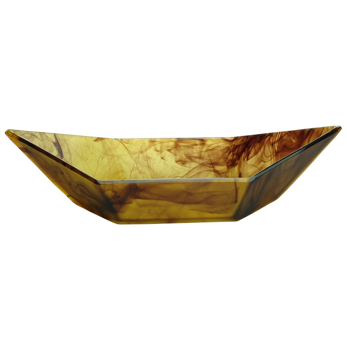 Amber Cloud Glass boat shaped Fruit Dish. Davidson glass.