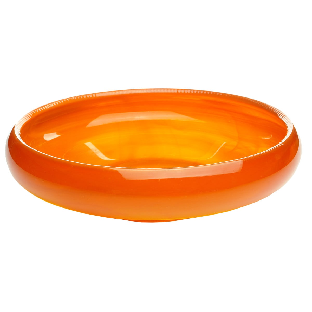 Orange Cloud Glass Bowl. Davidson Glass.