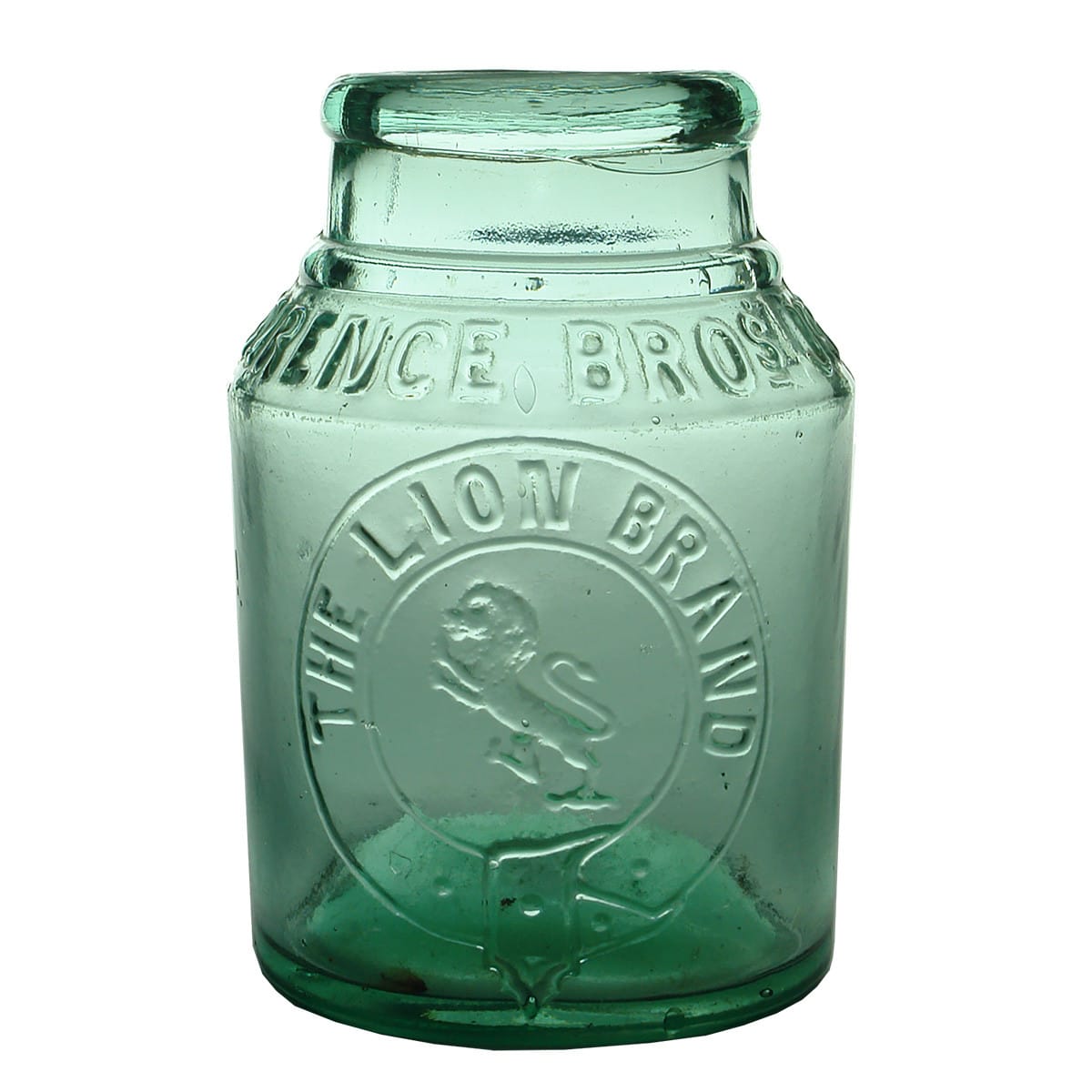 Jam Jar. Lawrence Bros., The Lion Brand. Aqua. 2 Pound. (New Zealand)