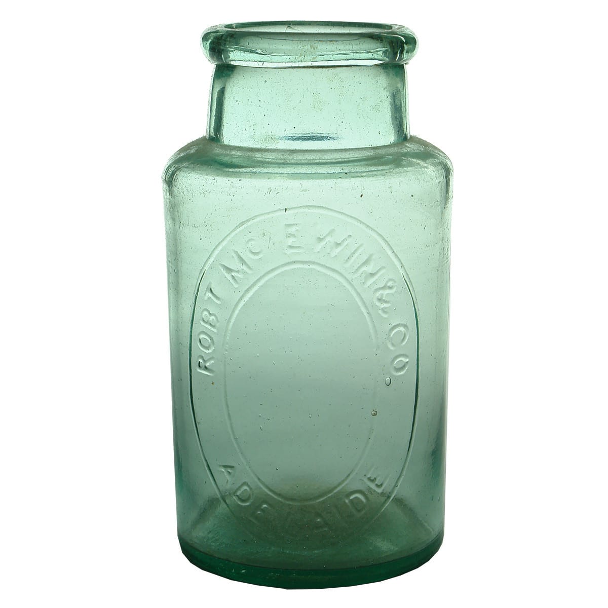 Jar. Robt McEwin & Co, Adelaide. Aqua. 2 pound. (South Australia)