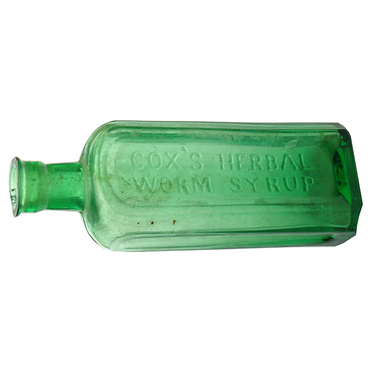 Cure. Cox's Herbal Worm Syrup. Green. 4 oz. 137 mm. (Victoria)