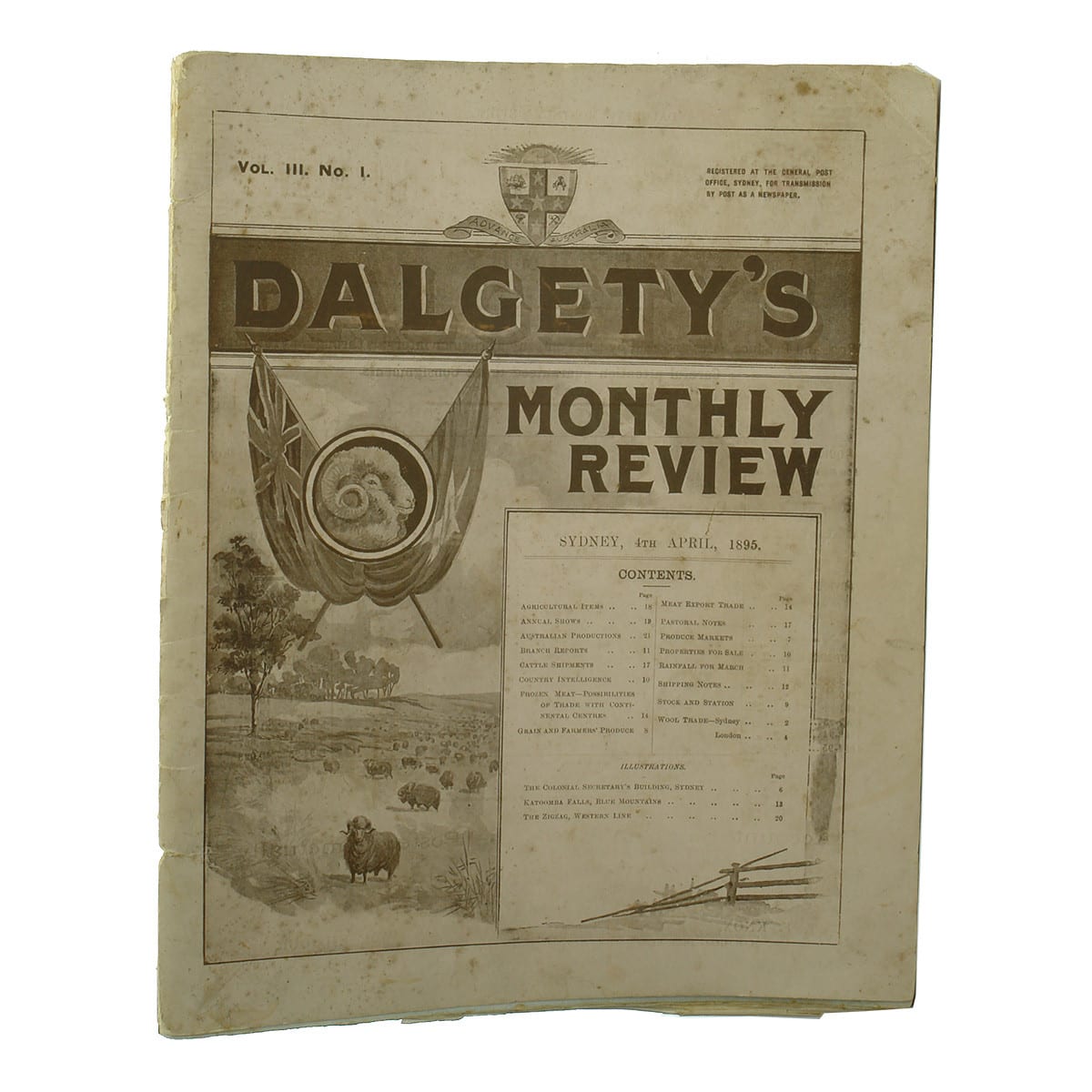 Magazine. Dalgety's Monthly Review. Sydney. 4th April 1895. 40 pages (includes 16 advertising pages at start and end). (New South Wales)