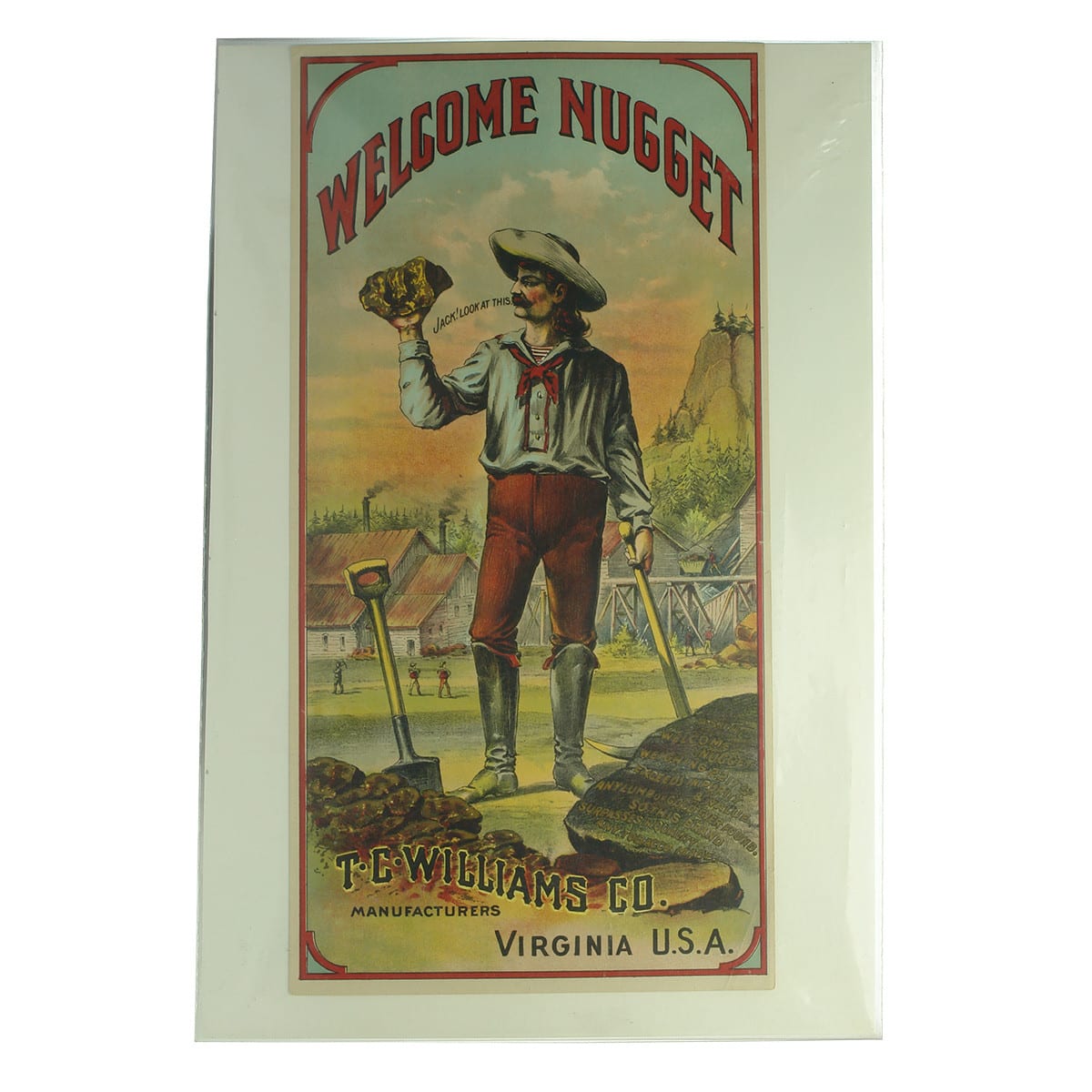 Small Advertising Poster. Welcome Nugget. T. C. Williams Co., Manufacturers Virginia USA. Tobacco.