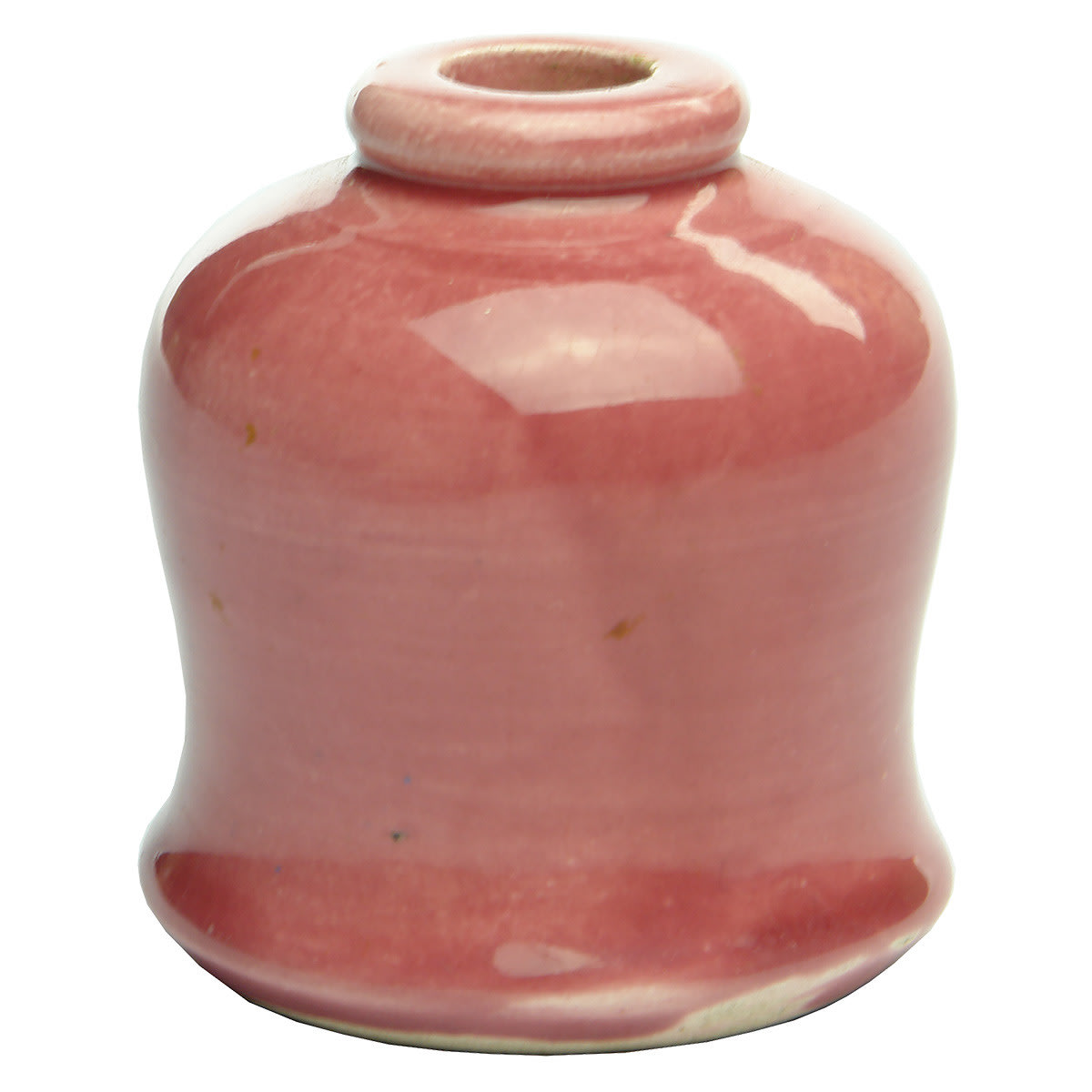 Dental Mercury Jar. Pinch Waisted shape. Pink.