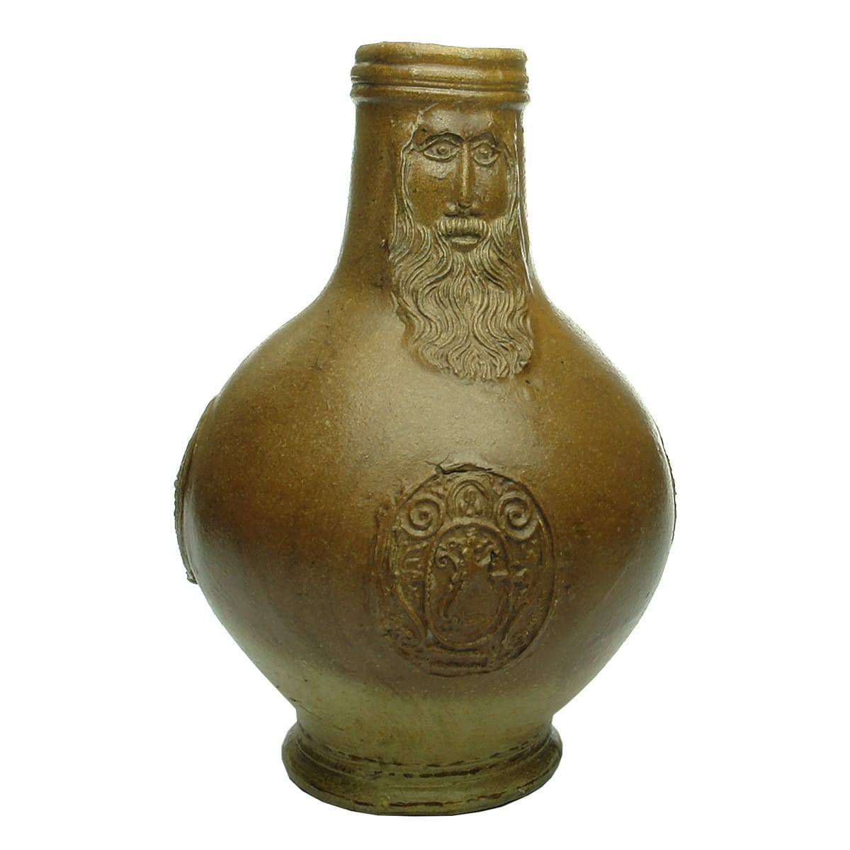 Pottery. Bellarmine with Bearded Man and Medallions.