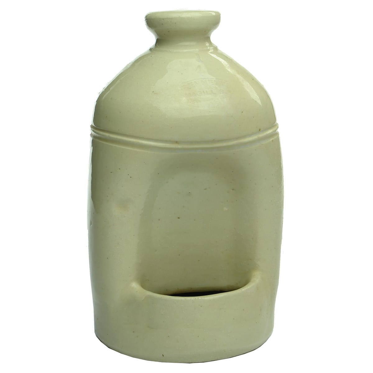 Pottery. Bennett's Magill Potteries Bird Feeder. All White. 1/4 Gallon. (South Australia)