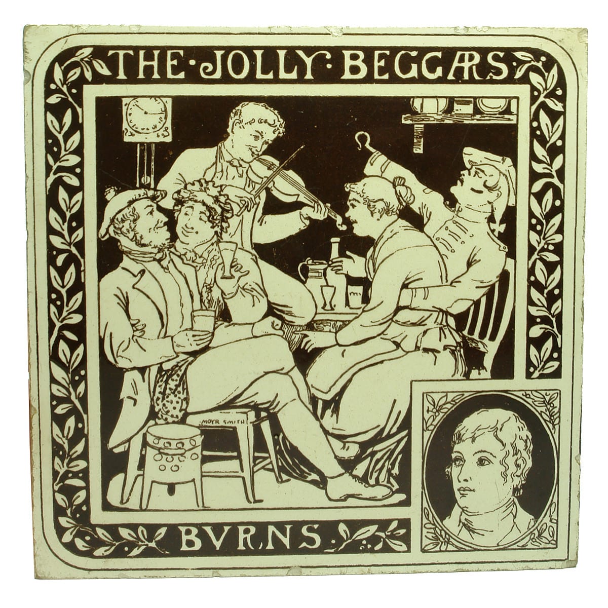 Tile. Minton Hollins & Co The Jolly Beggars, Burns Tile. (United Kingdom)