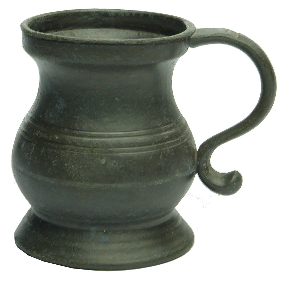 Pewter Mug. Quartern impressed in rim near handle.