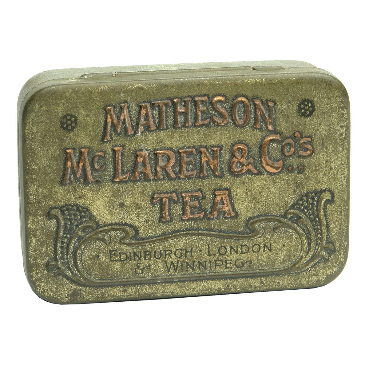 Tin. Matheson McLaren & Cos Tea. Edinburgh, London & Winnipeg.