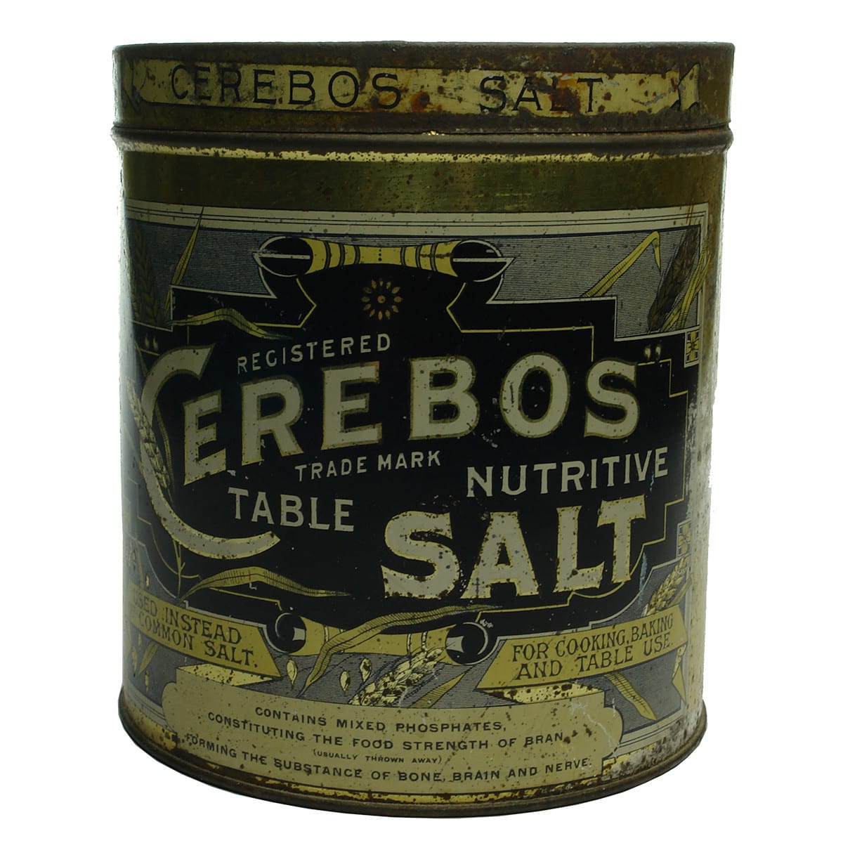 Tin. Cerebos Nutritive Table Salt, Greatham (County Durham) and London.