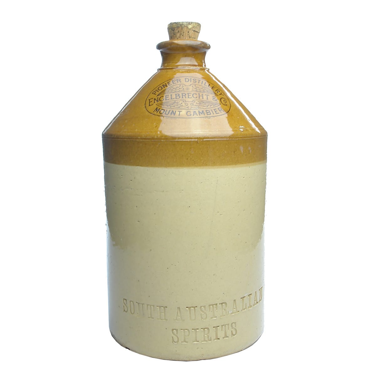 Demijohn. Engelbrecht & Co., Pioneer Distillery, Mount Gambier. South Australian Spirits. Doulton. (South Australia)