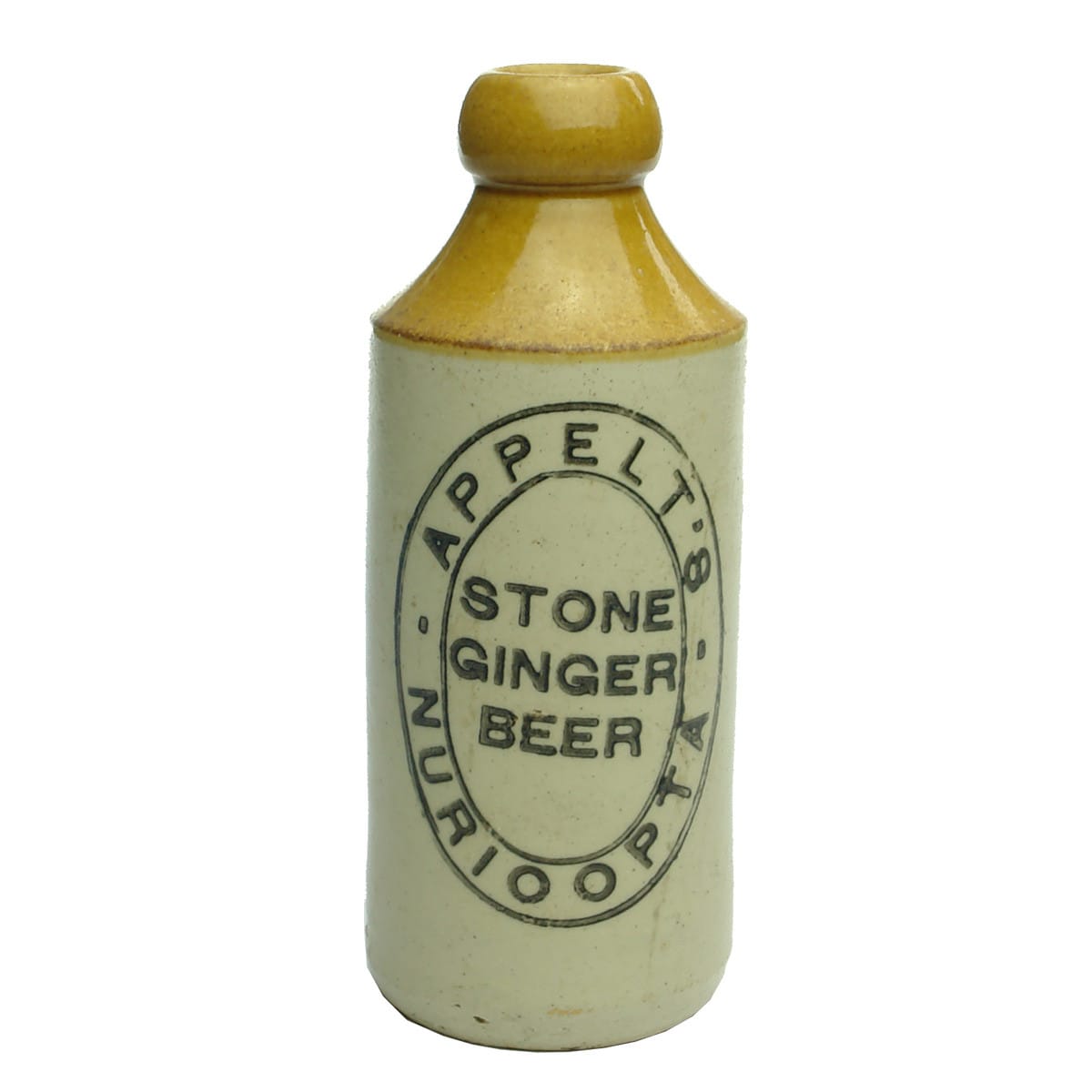 Ginger Beer. Appelt's, Nurioopta. Cork stopper. Dump. Tan Top. (Nuriootpa, South Australia)