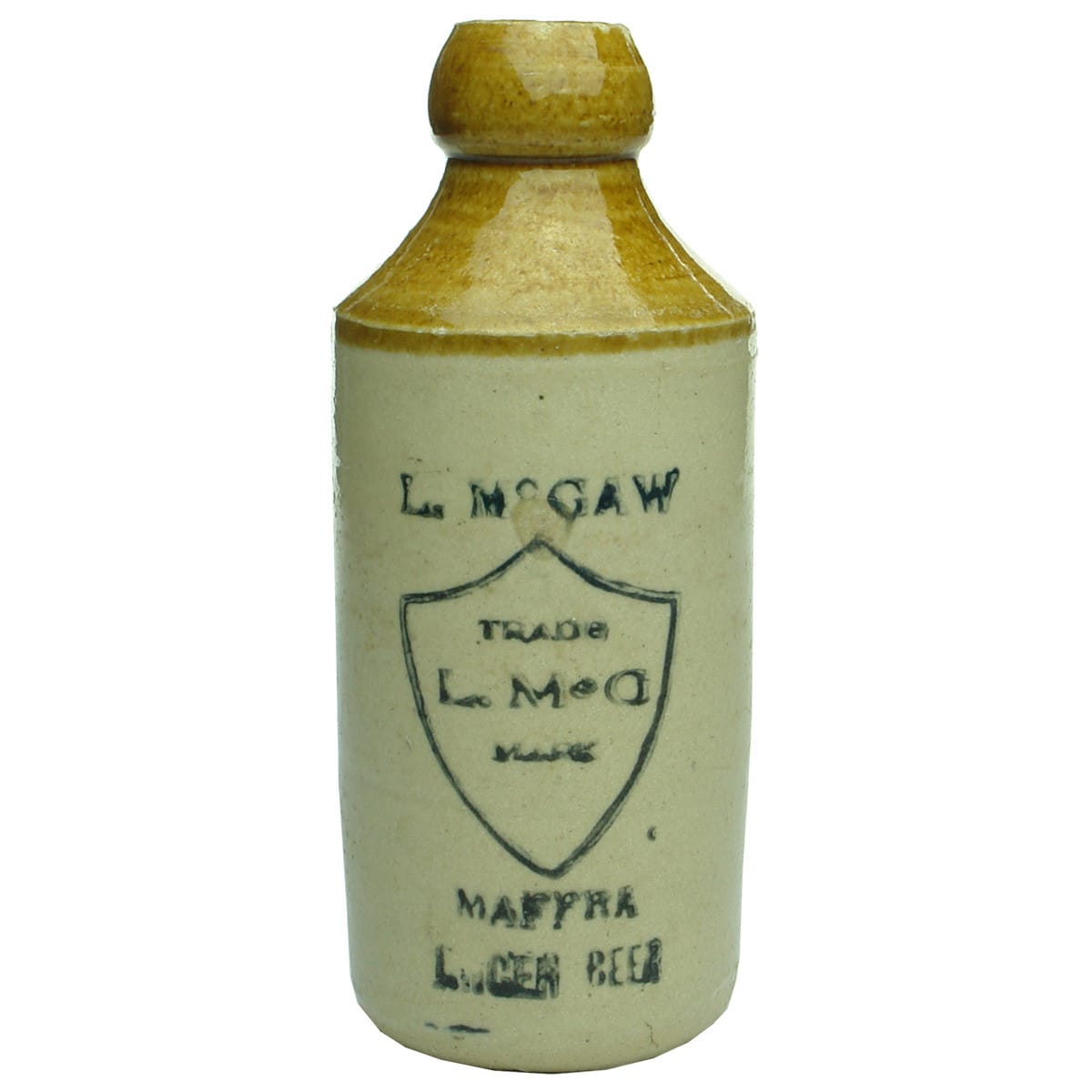 Ginger Beer. L. McGaw, Maffra. Dump. Tan Top. 10 oz. (Victoria)