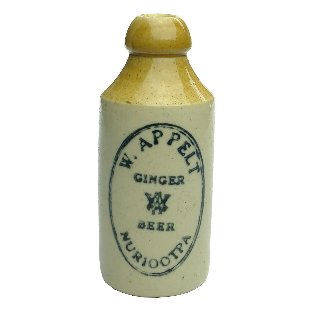 Ginger Beer. W. Appelt, Nuriootpa. Cork stopper. Dump. Tan top. (South Australia)