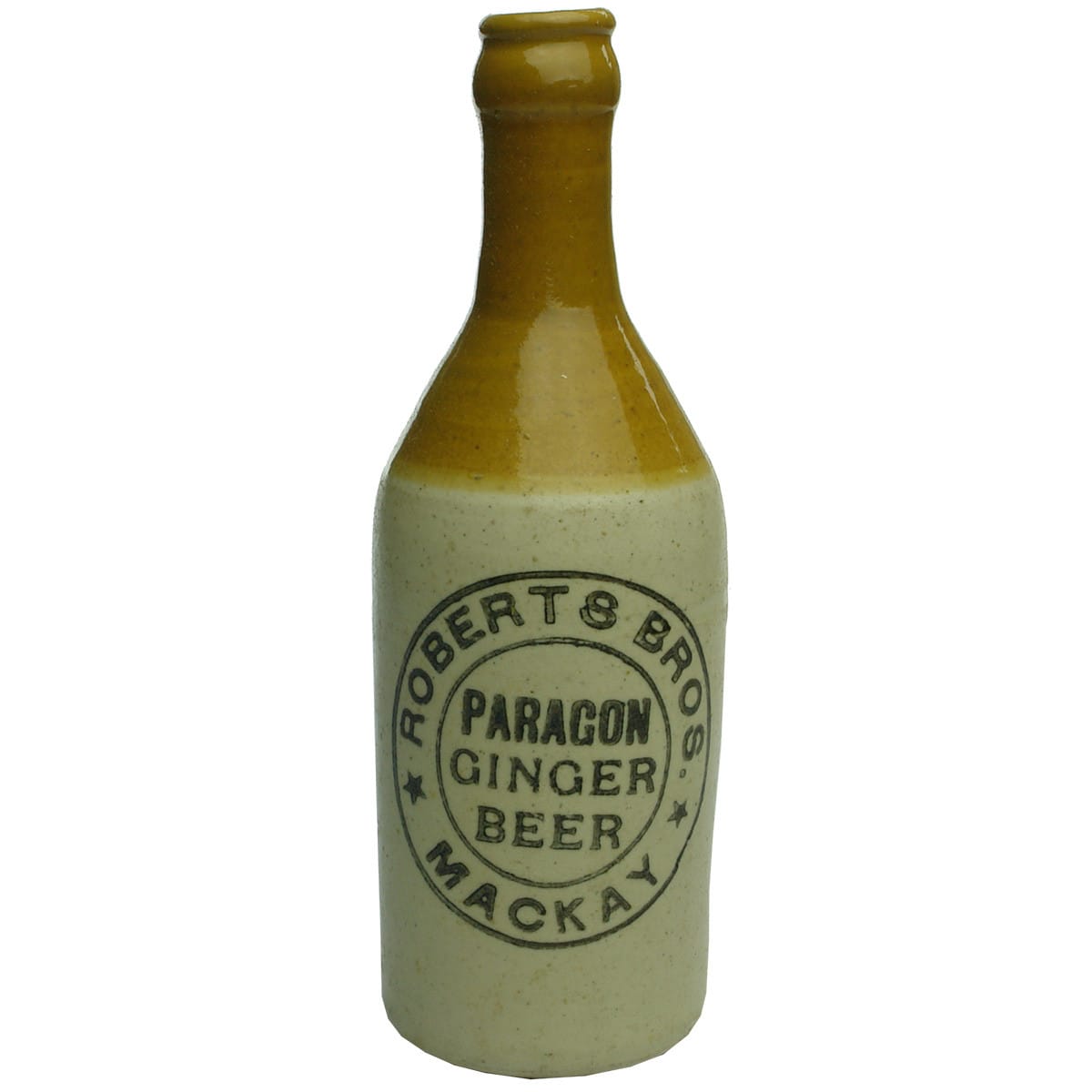 Ginger Beer. Roberts Bros., Paragon, Mackay. Tan Top. Crown Seal. (Queensland)