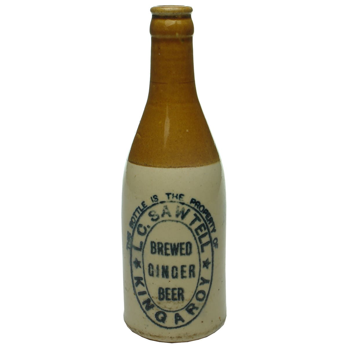 Ginger Beer. L. C. Sawtell, Kingaroy. Govancroft. Champagne. Tan Top. 10 oz. (Queensland)