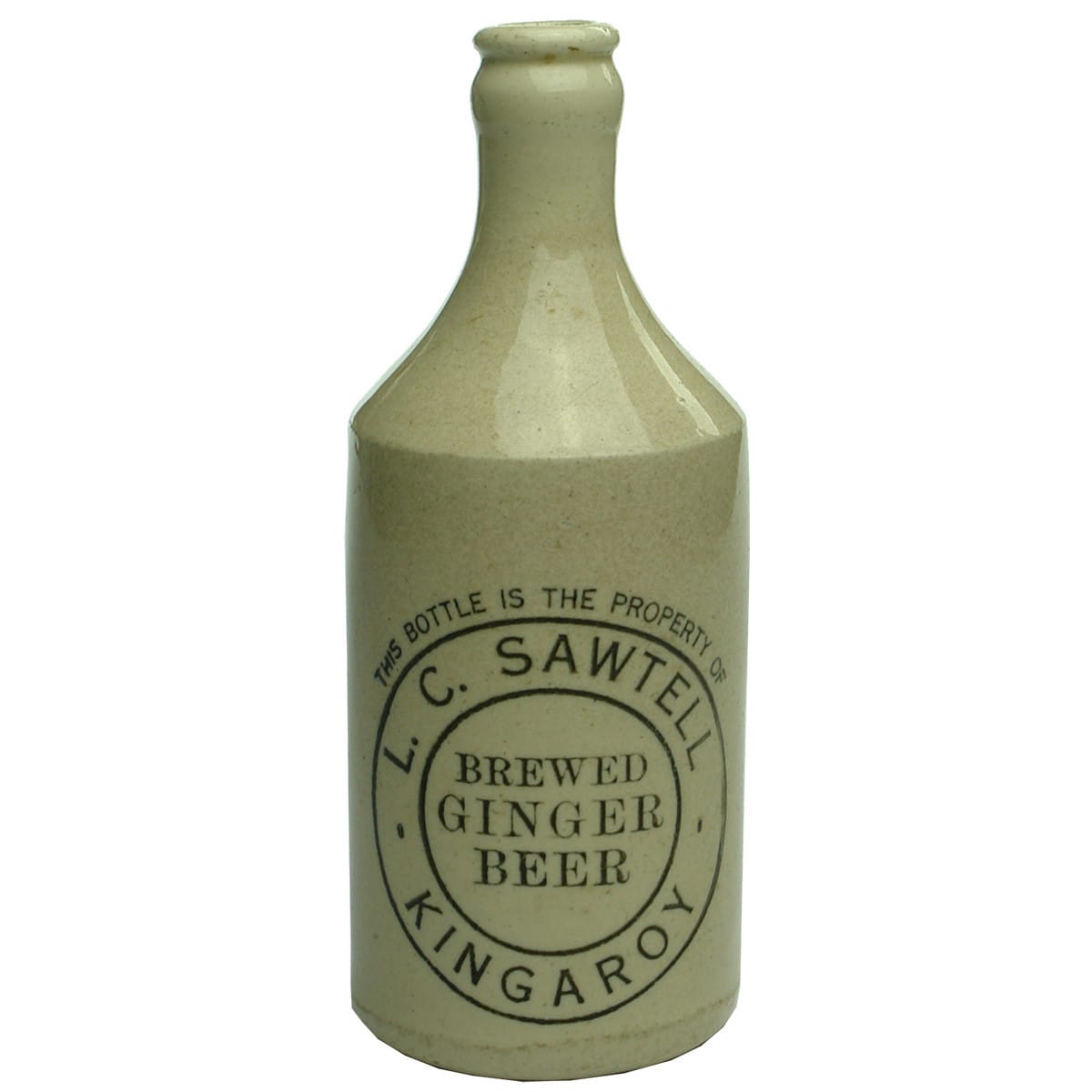 Ginger Beer. L. C. Sawtell, Kingaroy. Crown Seal. Fowler, Sydney potter. (Queensland)