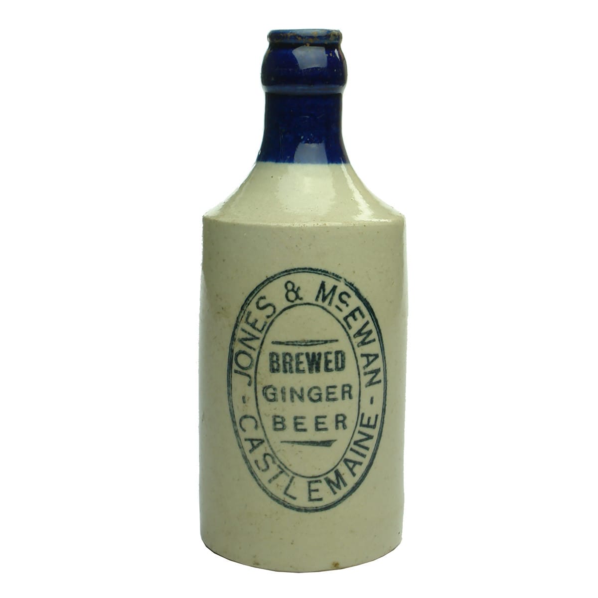 Ginger Beer. Jones & McEwan, Castlemaine. Blue top. Crown Seal. (Victoria)