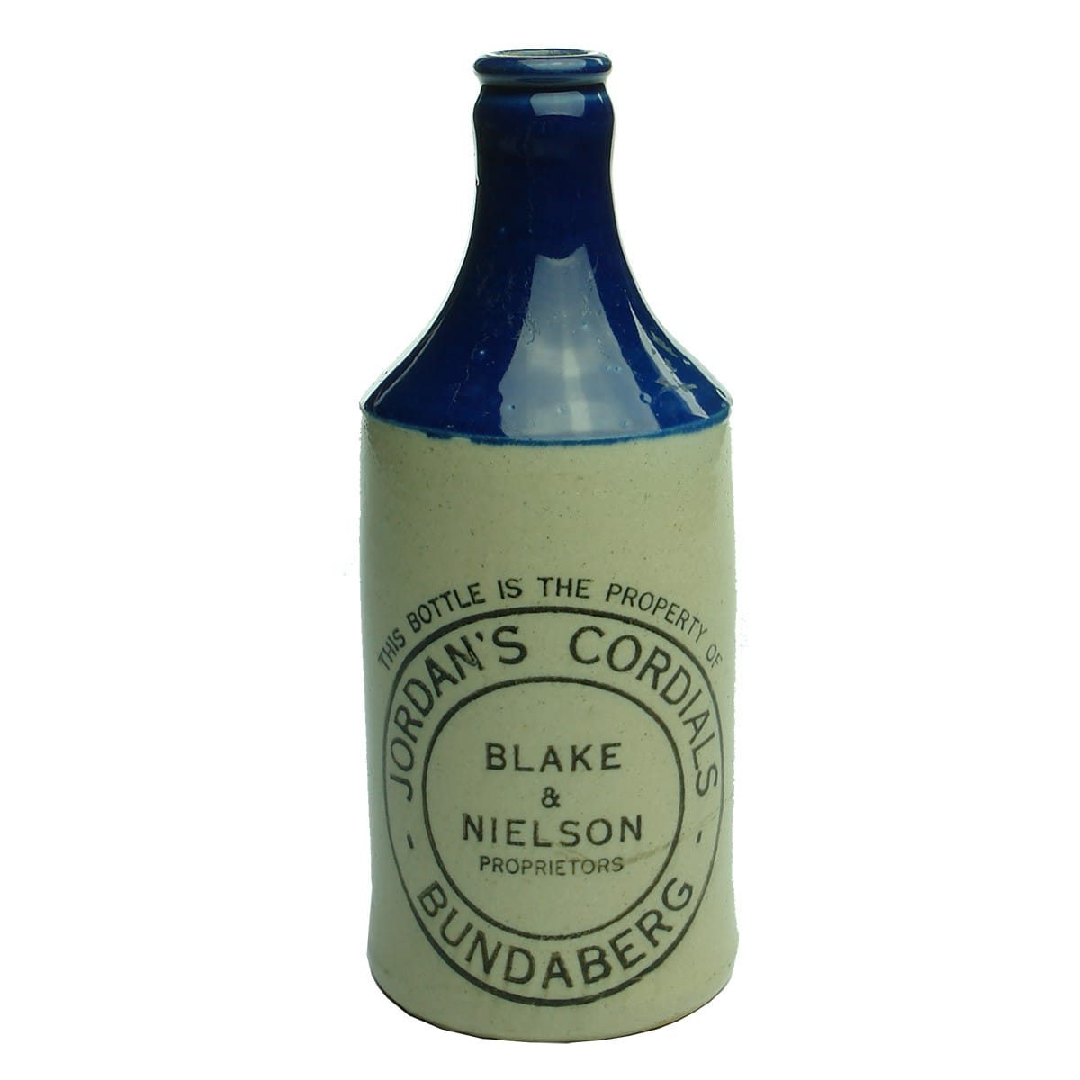 Ginger Beer. Jordan's Cordials, Blake & Nielson, Bundaberg. Crown Seal. Dump. Blue Top. (Queensland)