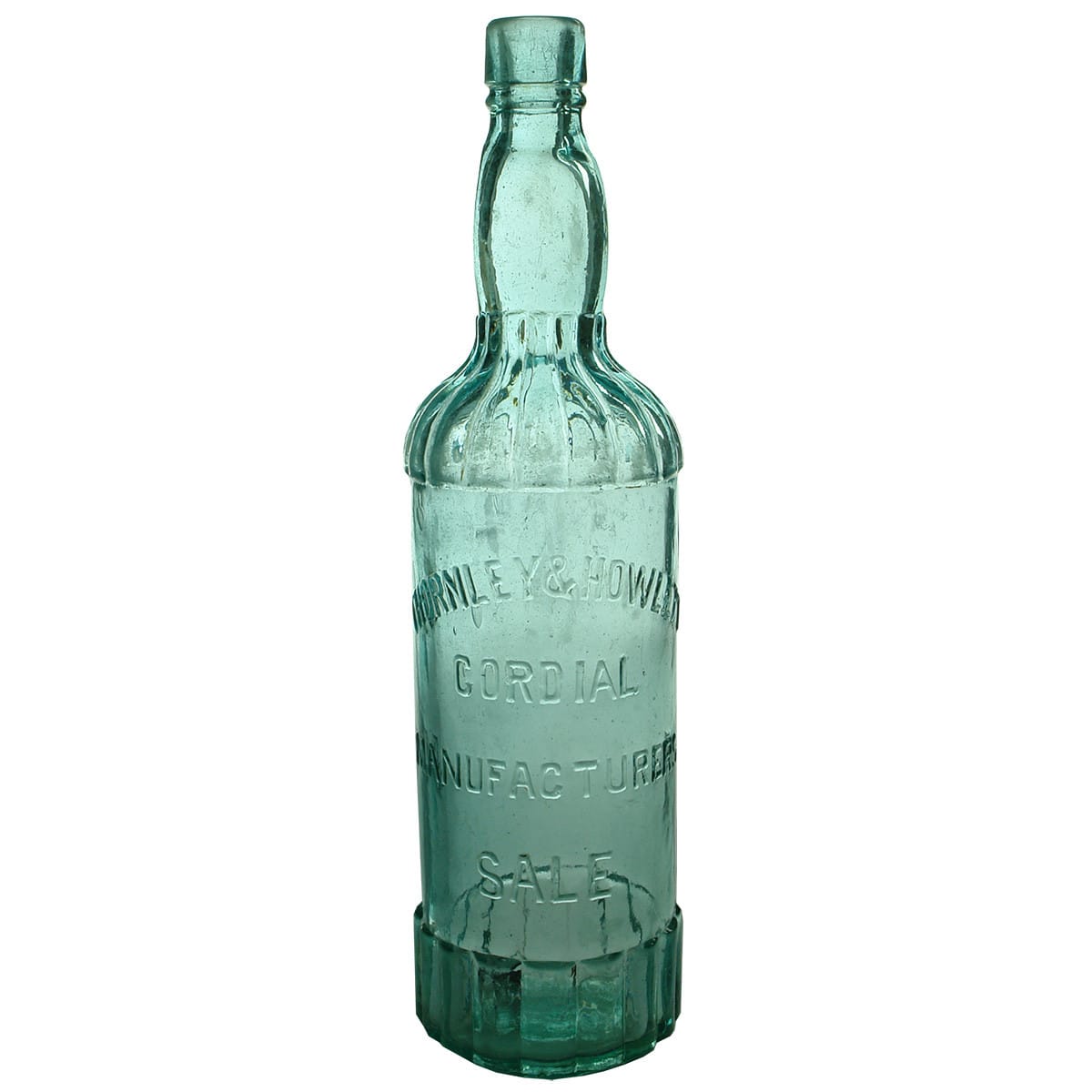 Cordial. Thornley & Howlett, Sale. Fancy shape. Aqua. (Victoria)