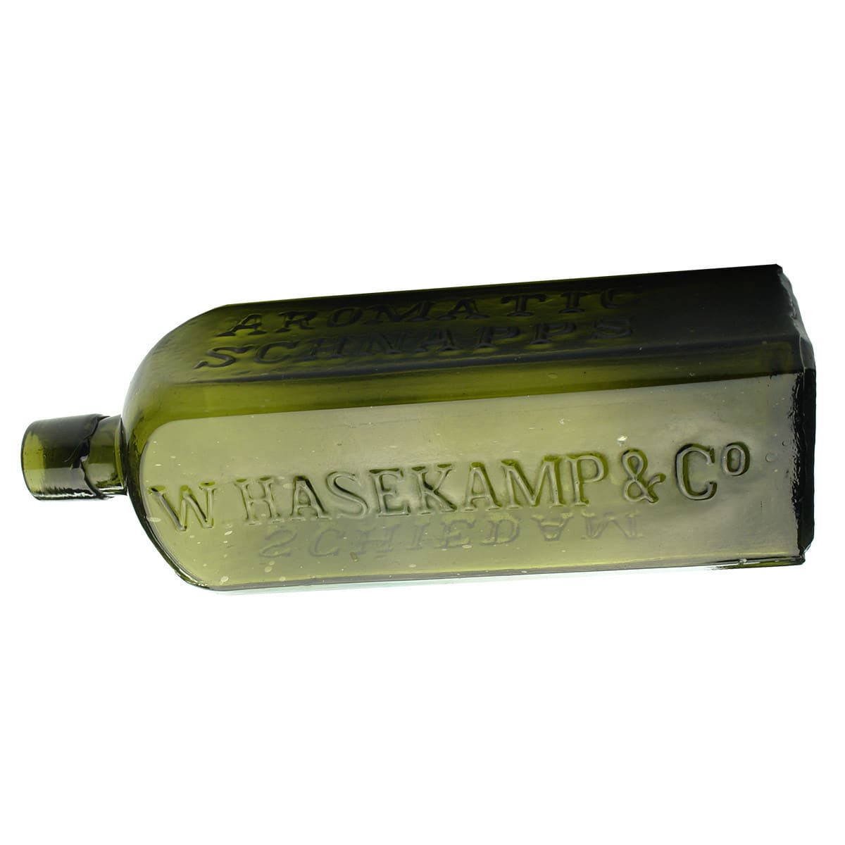 Schnapps. W. Hasekamp & Co, Schiedam. Dark Green. 26 oz.