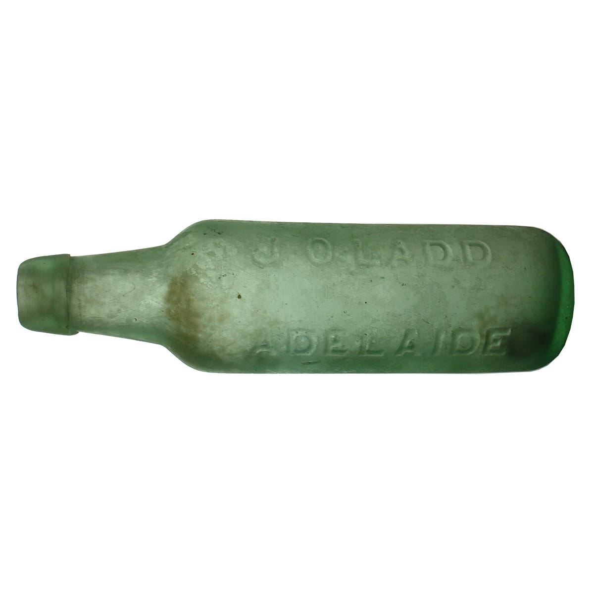 Patent. J. O. Ladd, Adelaide. Double Ended Glass Stopper. Aqua. 10 oz. (South Australia)