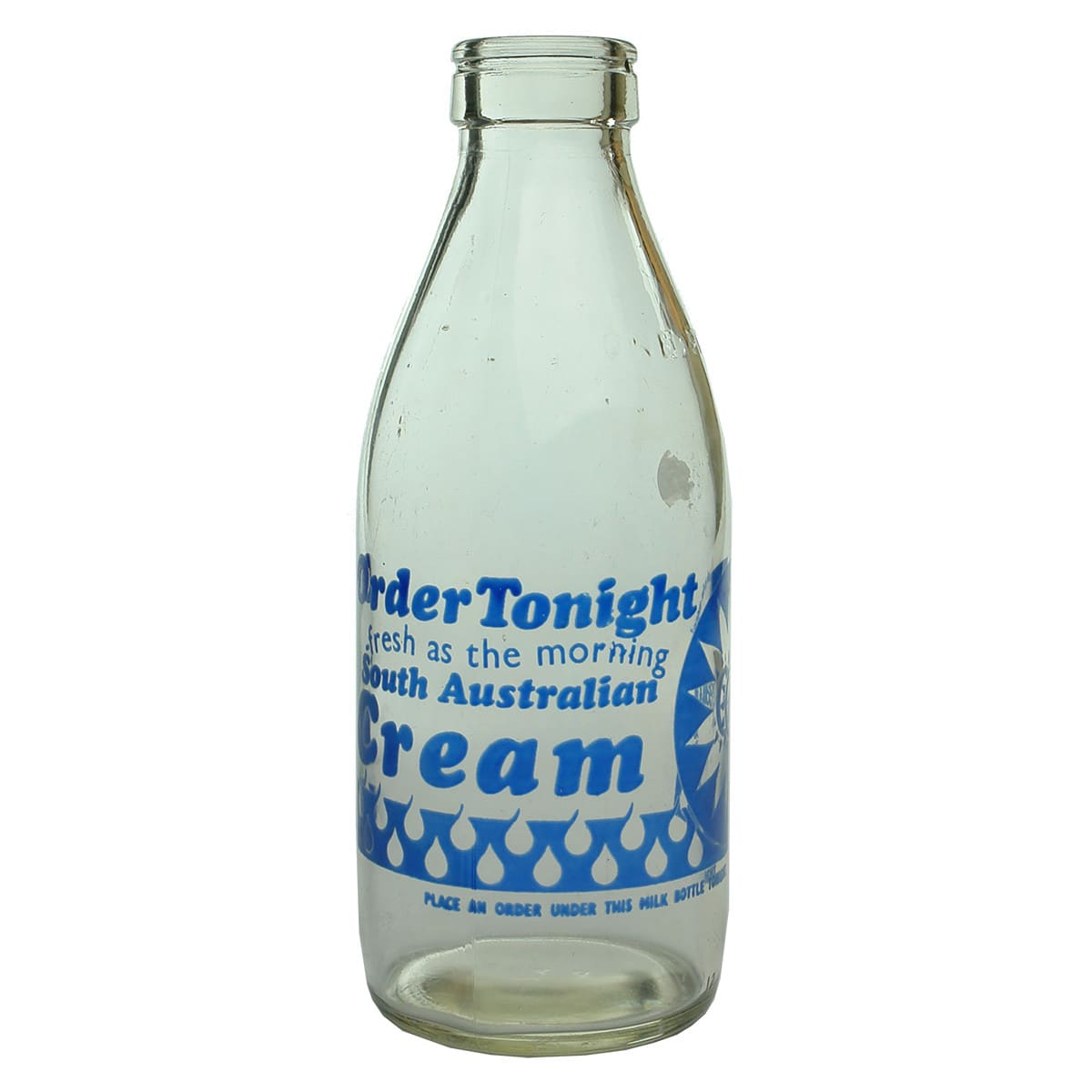 Milk. Ceramic Label advertising South Australian Cream. Pint. Blue Print. (South Australia)