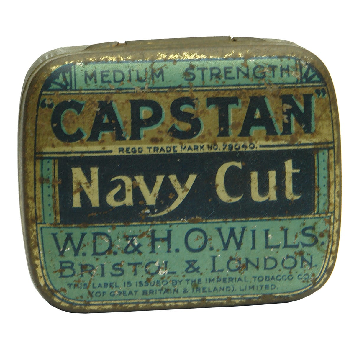 Tobacco Tin. Capstan Navy Cut. W. D. & H. O. Wills, Bristol & London. Very small size.