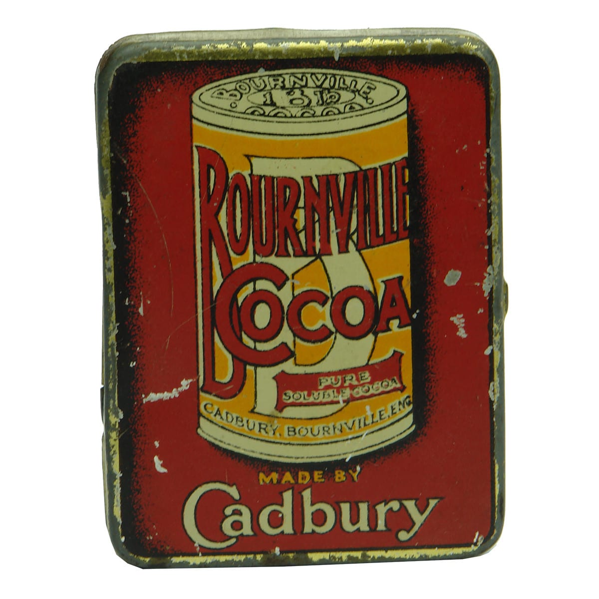Small Tin / Vesta Case. Bournville Cocoa. Cadbury. Multi-coloured.