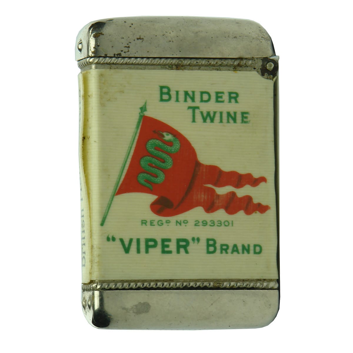 Tobacciana. Binder Twine, Red Star Brand, "Viper" Brand. Celluloid Vesta Case. (United Kingdom)