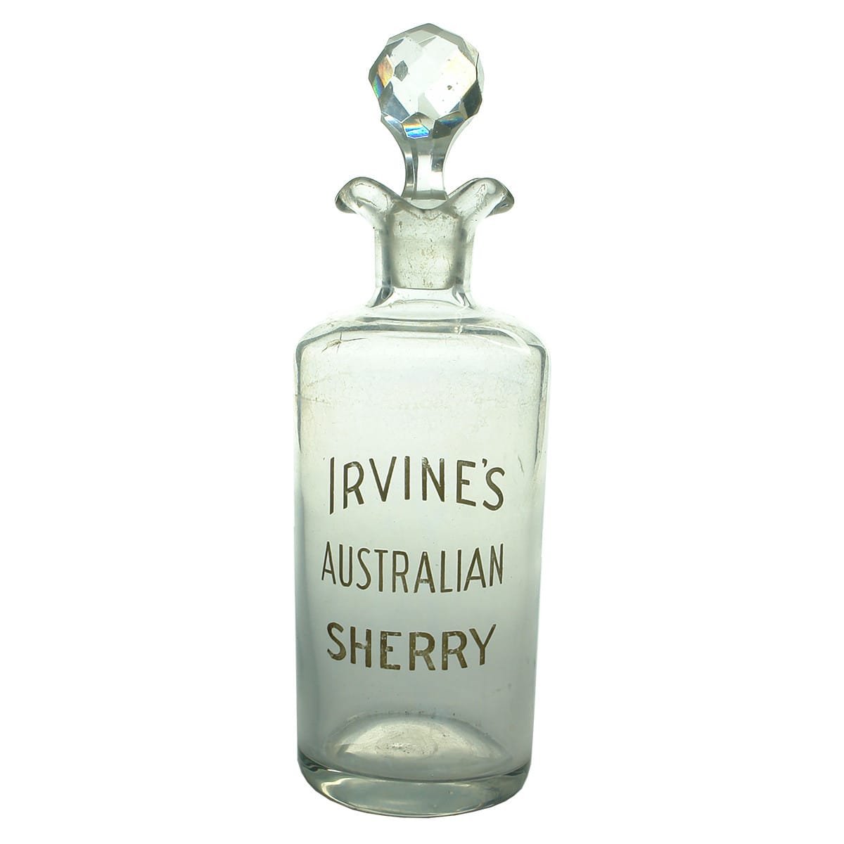 Decanter. Irvine's Australian Sherry. Polished pontil to base. (Victoria)