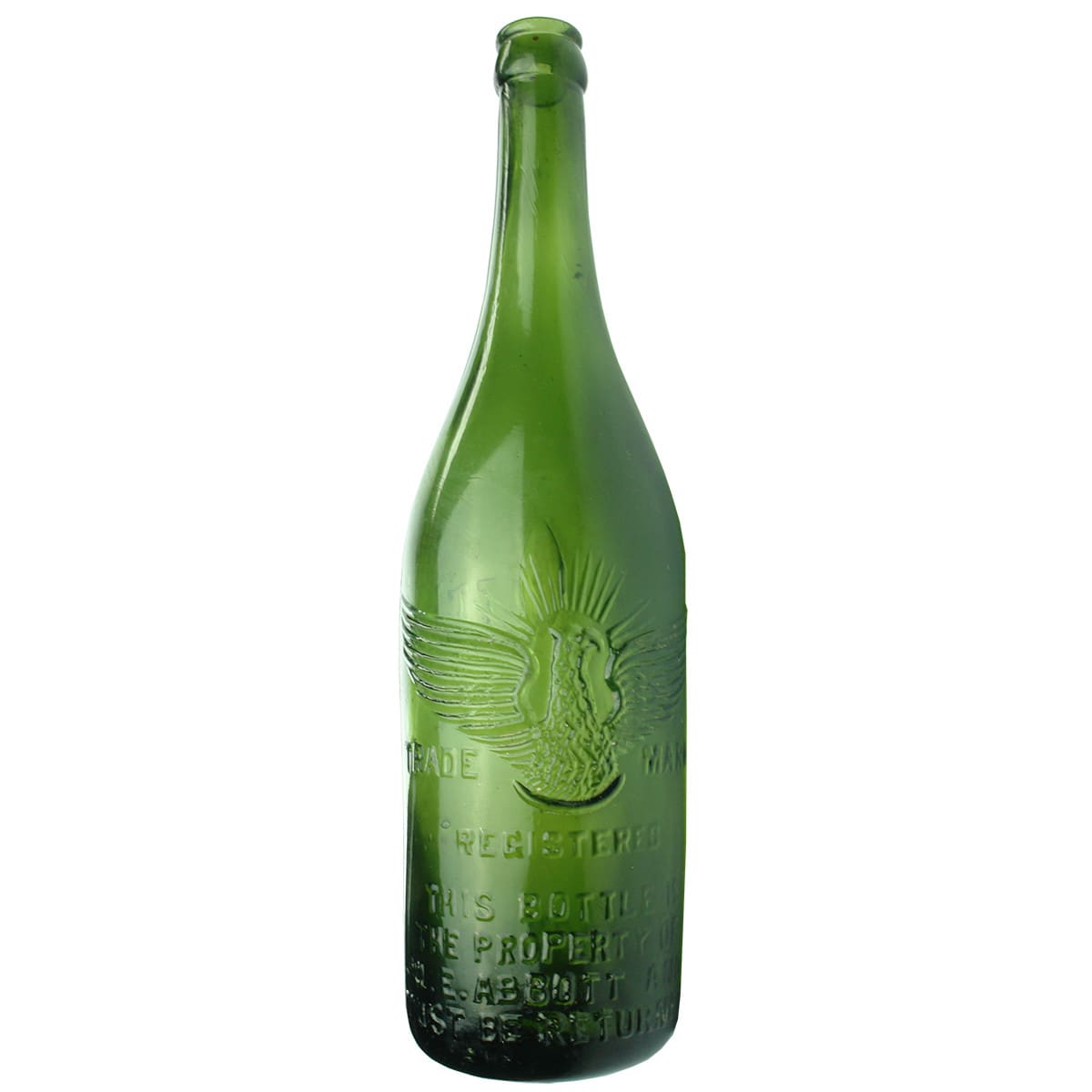Crown Seal Hop Beer. Abbott's Tasmania. Phoenix. M. E. Abbott. Green. 26 oz. (Tasmania)