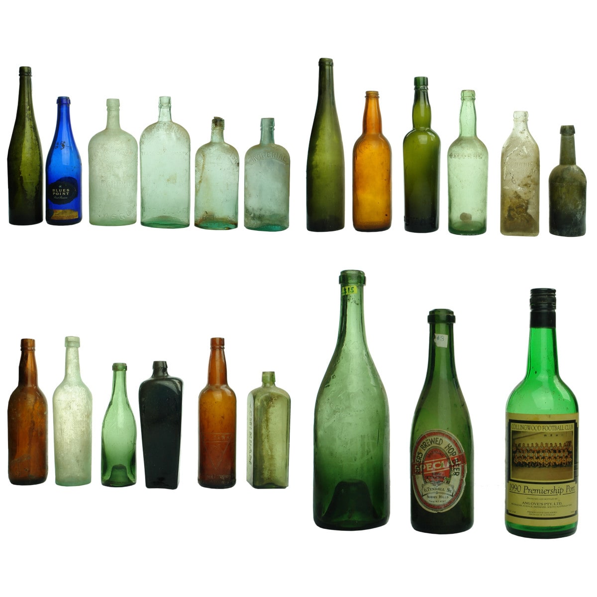 21 Large Bottles. Spirits, Wine & Beer. Old to Modern.