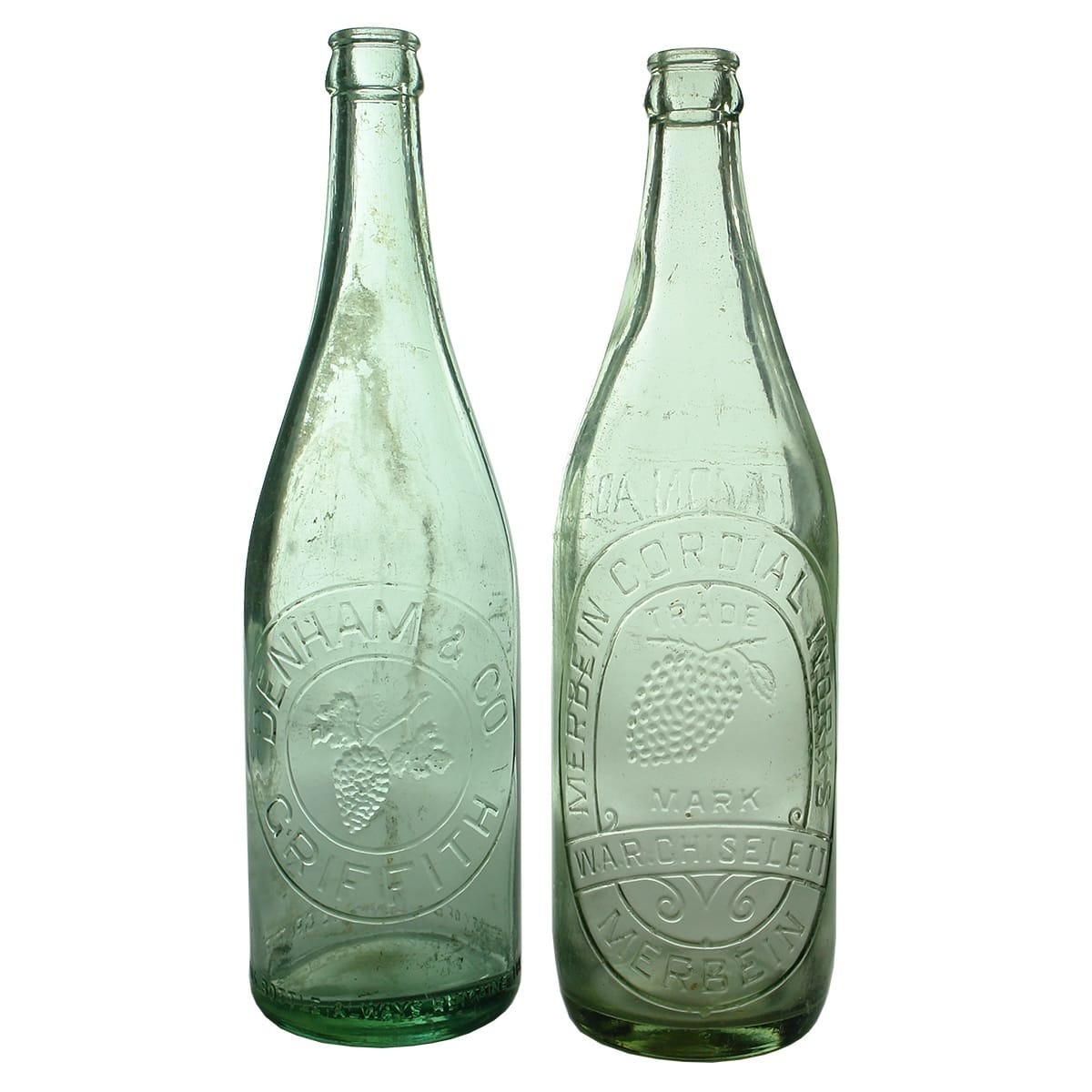 2 Crown Seals with Bunches of Grapes trade marks. Denham & Co., Griffith and W. A. R. Chiselett, Merbein Cordial Works. (New South Wales & Victoria)