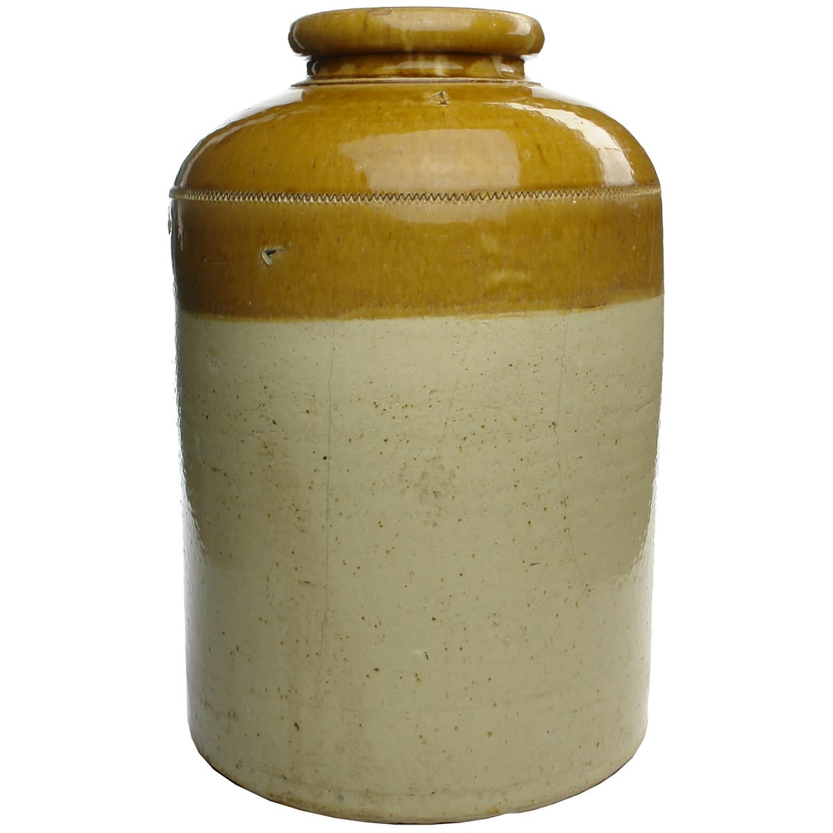 Huge 4 Gallon Stoneware Storage Jar. No potters marks. Bristol Glaze.