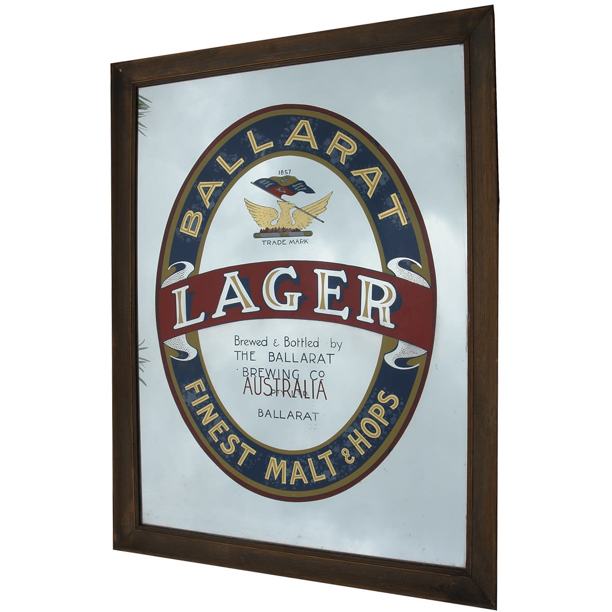 Advertising Mirror. Ballarat Lager. Ballarat Brewing Co Pty Ltd. Phoenix & Royal Standard. 1970s fantasy mirror. (Not for post). (Victoria)