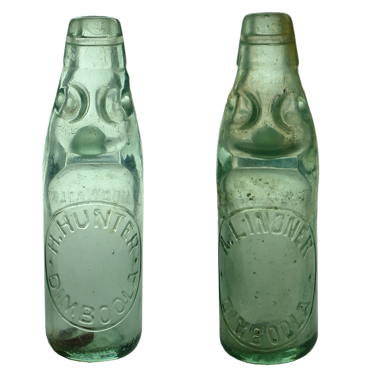 2 Codds: H. Hunter and A. Lindner, Dimboola. 6 oz. Soda Water. (Victoria)