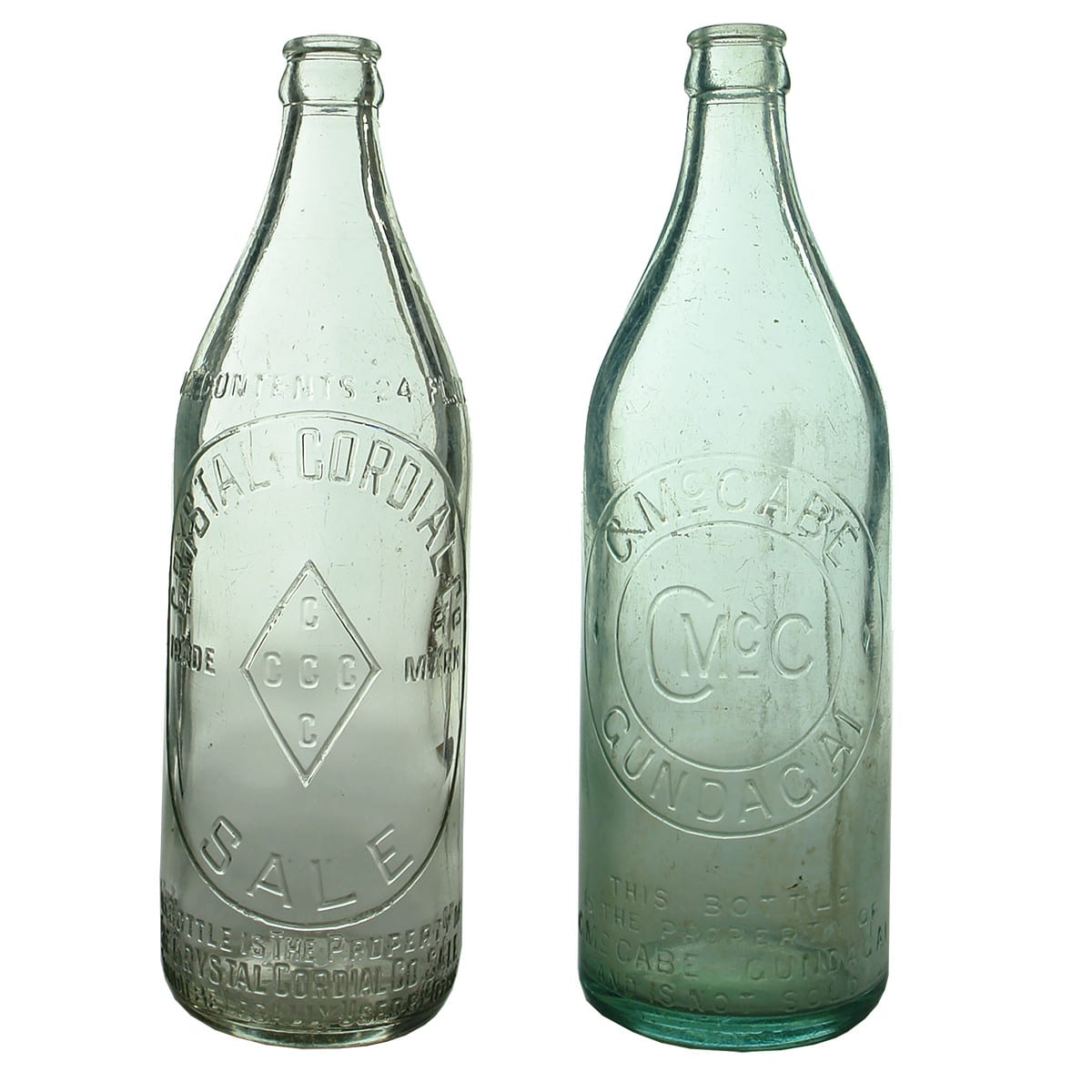 2 24 oz Crown Seals: Crystal Cordial Co., Sale and C. McCabe Gundagai. (Victoria & New South Wales)