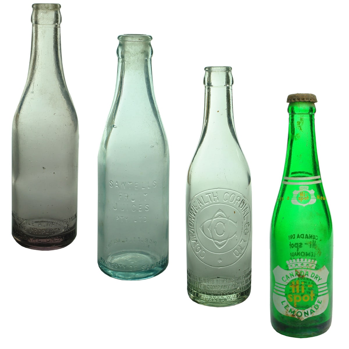 4 Crown Seals: Searl, Crookwell; Sawtells Fruit Juices; Commonwealth Cordial Co; Canada Dry Hi-Spot Lemonade Sydney. (New South Wales)