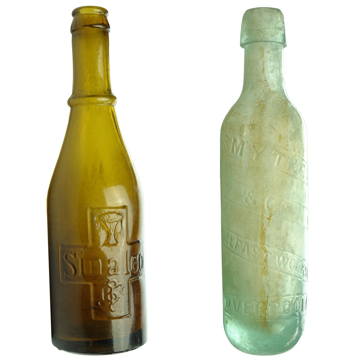 2 Bottles. Crown Seal. Sinalco. Bilz (Germany) Maugham, Smythe & Co Liverpool. (UK)