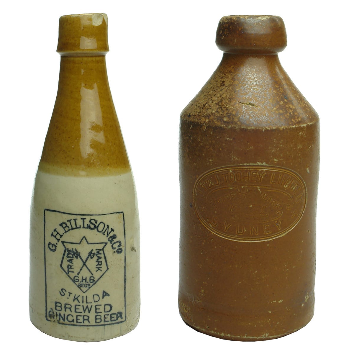 2 Ginger Beers. G. H. Billson & Co, St Kilda. Crossed Axes; J. T. & J. Toohey, Sydney. (Victoria & New South Wales)