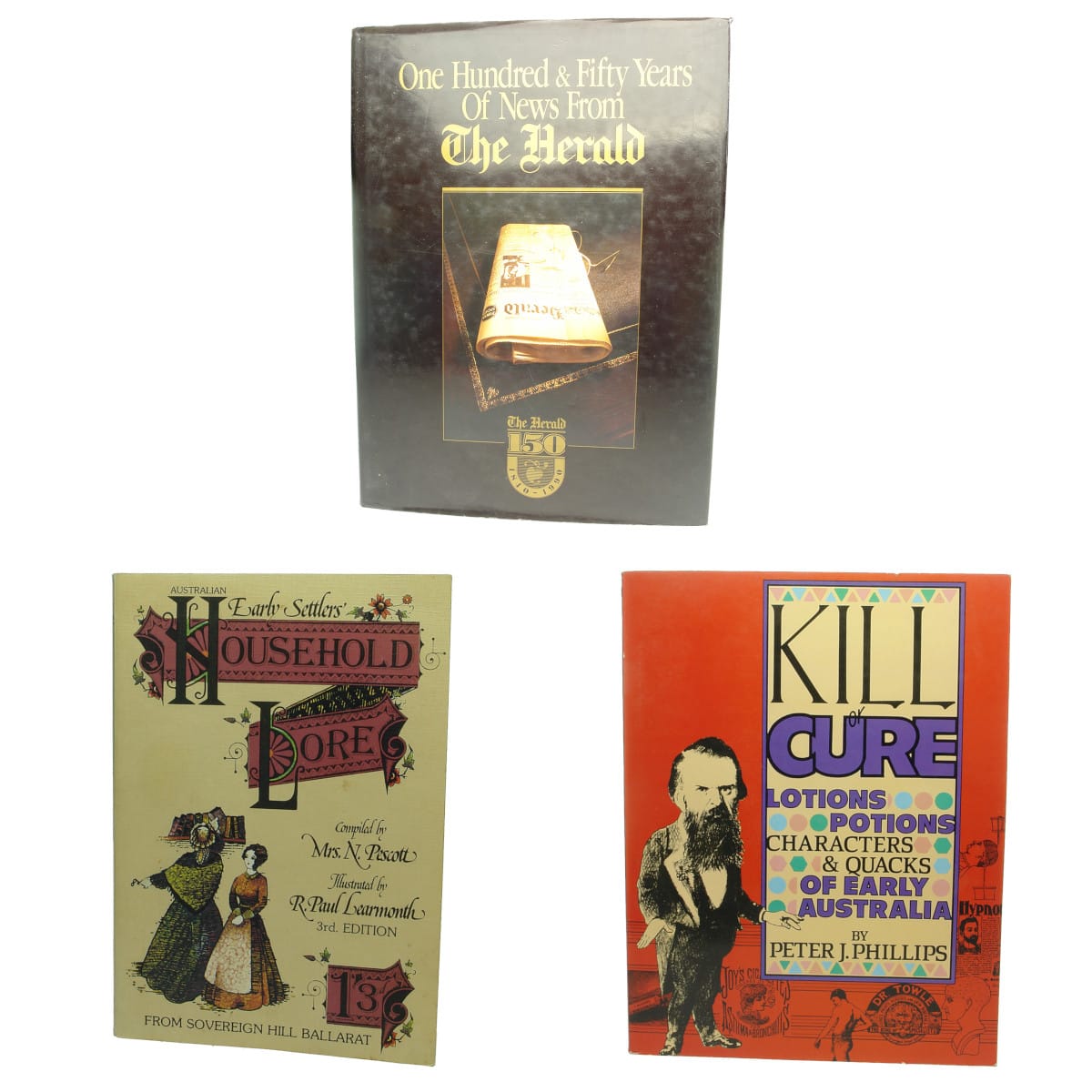 3 Books: 150 Years of the Herald; Early Settlers Household Lore; Kill or Cure?